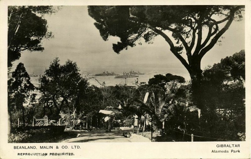 Gibraltar, Alameda Park (1945) RPPC Postcard Censor Cancel