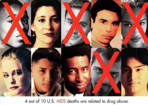 CONTINENTAL SIZE POSTCARD ADVOCATING AGAINST DRUG USE AIDS IN AMERICA