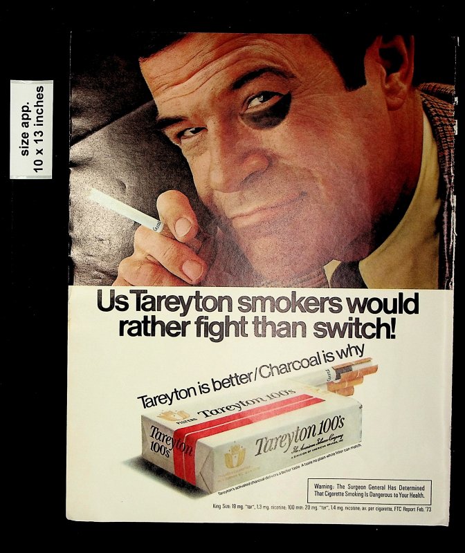 1975 Tareyton 100s Cigarettes Smokers Would Rather Fight Vintage Print Ad 17755