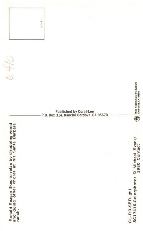 Ronald Reagan , splitting wood