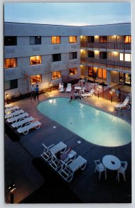 Redding California~Oxford Suite Hotel~Birds Eye View Of Pool @ Night~Vintage PC