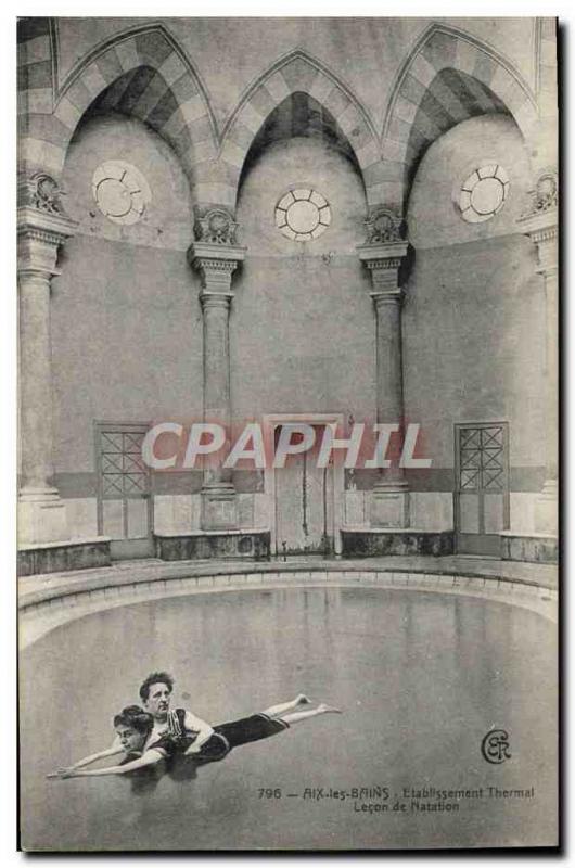 Old Postcard Cures Aix les Bains Hydrotherapy Swimming Lesson