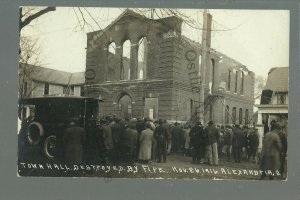 Alexandria OHIO RPPC 1916 FIRE RUINS Disaster TOWN HALL nr Newark Columbus