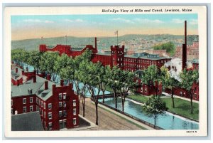 c1940's Bird's Eye View Of Mills And Canal Lewiston Maine ME Unposted  Postcard