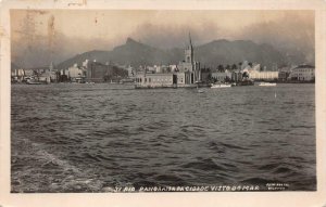 RPPC RIO PANORAMA DA CIDADE VISTO DO MAR BRAZIL REAL PHOTO POSTCARD 1931