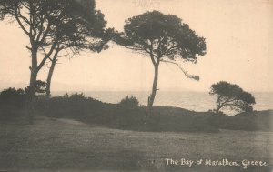 Vintage Postcard 1910's The Bay of Marathon RPPC Trees & Water Scene Greece