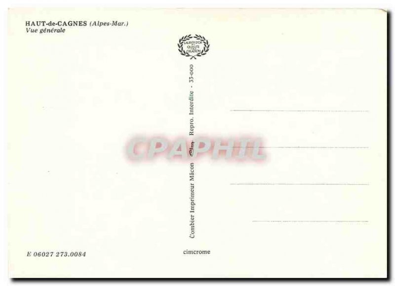 Modern Postcard Haut de Cagnes Alps March General view
