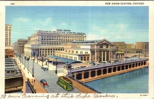 Postcard TRAIN STATION SCENE Chicago Illinois IL AN0338
