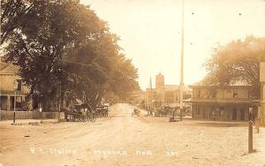 Hyannis MA Dirt Street Railroad Station Train Depot Horse & Wagons RPPC Postcard