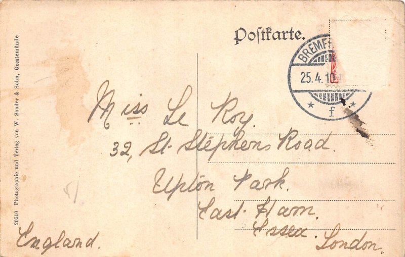 C048 Germany Bremerhaven seaport 1910  vintage postcard