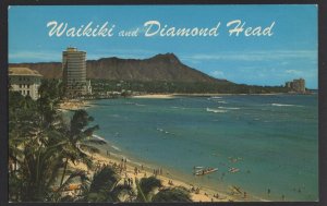 Hawaii Waikiki Beach and Diamond Head is the hub of Vacationland ~ Chrome