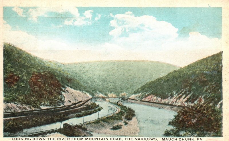 Vintage Postcard 1924 River Mountain Road The Narrows Mauch Chunk Pennsylvania