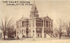 J27/ Charlotte Michigan Postcard c1910 County Court House 122