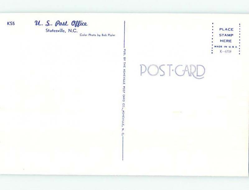 Unused Pre-1980 POST OFFICE SCENE Statesville North Carolina NC hs0976@