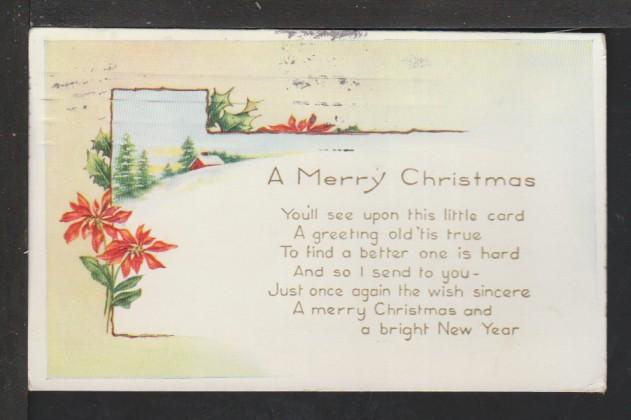 Merry Christmas,Poinsettia Postcard 