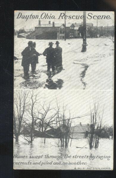 DAYTON OHIO RESUE SCENE FLOOD 1913 VINTAGE POSTCARD