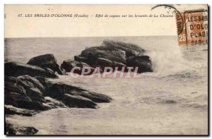 Old Postcard Les Sables D & # 39Olonne Effect On Waves Breakers thatch