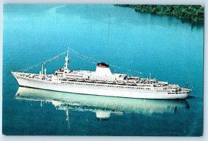 Italy Postcard T/N Leonardo Da Vinci Mediterranean Line Cruises c1950's