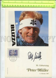 434413 Switzerland Peter Muller alpine ski racer Old philatelic page autograph