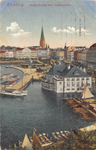 Germany 1918 Hamburg Jungfernstieg Alsterpavillon WWI Feldpost vintage postcard