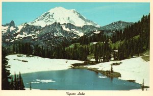 Vintage Postcard 1920's Mt. Rainier National Park Washington State Tipsoo Lake