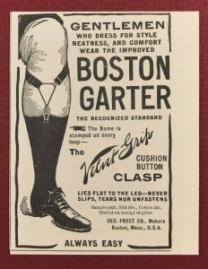 Circa 1907 Boston Garter Geo. Frost Co. Mass. Original Print Ad 2V1-32 