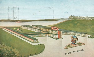 Vintage Postcard 1959 Boulevard St. Anne Overlooking Helen's Motel Quebec Canada