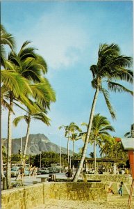 Waikiki Beach & Diamond Head HI Hawaii Kalakaua Avenue Unused Postcard G57 