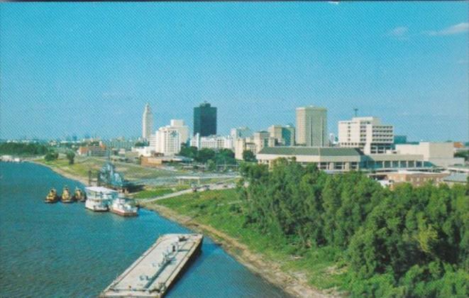 Louisiana Baton Rouge Skyline Along The Mississippi River