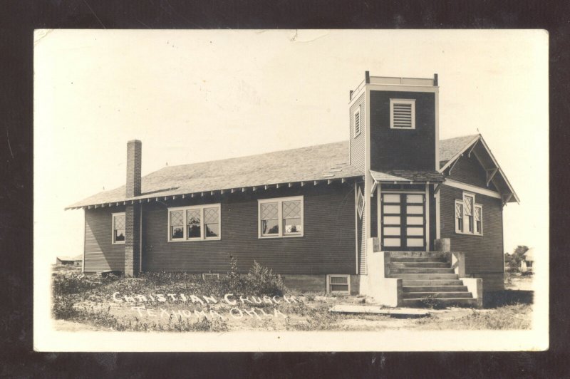 RPPC TEXHOMA OKLAHOMA CHRISTIAN CHURCH BUILDING REAL PHOTO POSTCARD