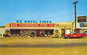 Dallas TX Edd Thompson Tire Co. U. S. Royal Tires Old Car Postcard