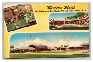 Vintage 1940's Advertising Colored Photo Postcard Western Motel Waco Texas