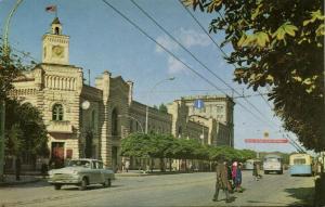 russia moldavia, KISHINEV CHIȘINĂU, Lenin Avenue, Car Trolley Bus (1970)