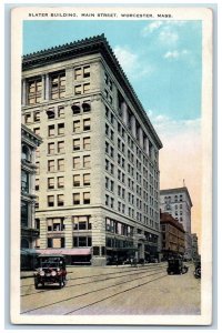 Slater Building Main Street Cars View Worcester Massachusetts MA Postcard