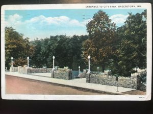 Vintage Postcard 1930 City Park Entrance Hagerstown Maryland