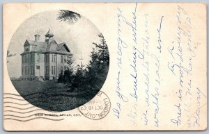 Postcard Lucan Ontario c1906 High School CDS Enclosed Split Ring Cancel