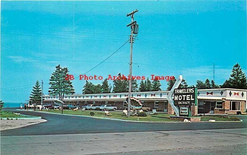 MI, Mackinaw City, Michigan, Travelers Motel, Exterior, Dexter Press No 13066C