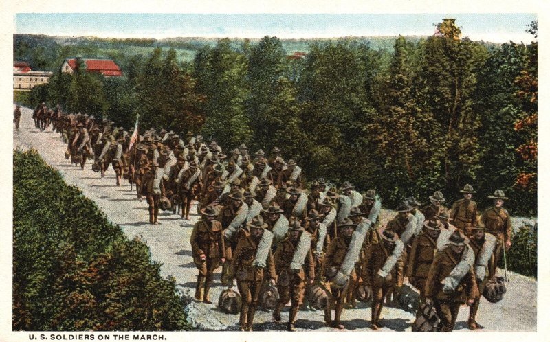 United States Soldiers on the March U. S. Army Series Vintage Postcard