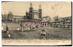 Old Postcard Dieppe Casino saw the low Maree Beach
