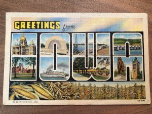 Vintage 50s GREETINGS from IOWA Corn Fields Large Letters Typed Postcard