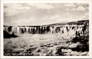 Indians Fishing at Celilo Falls Columbia River Highway Real Photo Postcard PC409