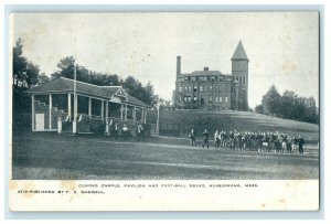 c1905s Cushing Campus, Pavilion and Football Squad Ashburnham MA Postcard 