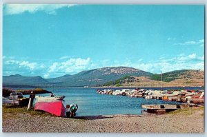 Georgetown Lake Montana Postcard Boating Rainbow Trout Mountains c1960 Unposted