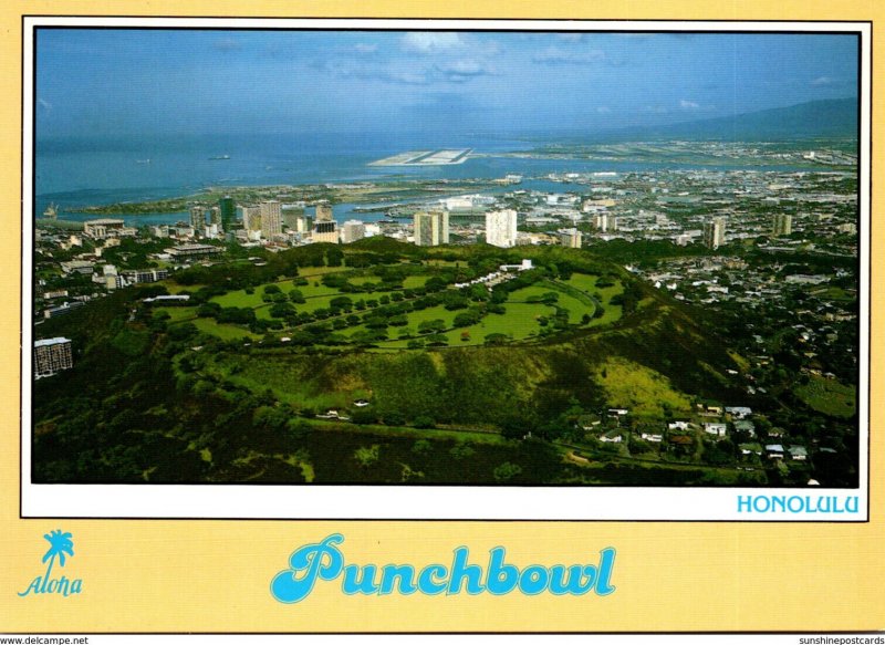 Hawaii Honolulu Aerial View Punchbowl National Memorial Cemetery