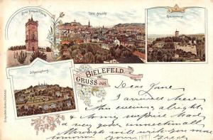 Bielfeld Germany Multiview Gruss aus 1897 Postal Used Antique Postcard J79426