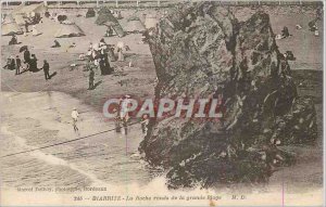 Old Postcard Biarritz The Round Rock of the Great Beach