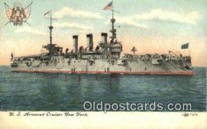 US Armored Cruiser New York Military Battleship Unused yellowing on back from...
