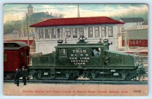 DETROIT, Michigan MI ~ Power House ELECTRIC ENGINE Detroit River Tunnel Postcard