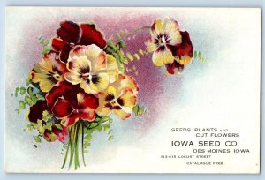 Des Moines Iowa IA Postcard Iowa Seed Company Embossed Advertisement c1910's