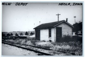 c1960's MILW Neola Iowa Vintage Railroad Train Depot Station RPPC Photo Postcard